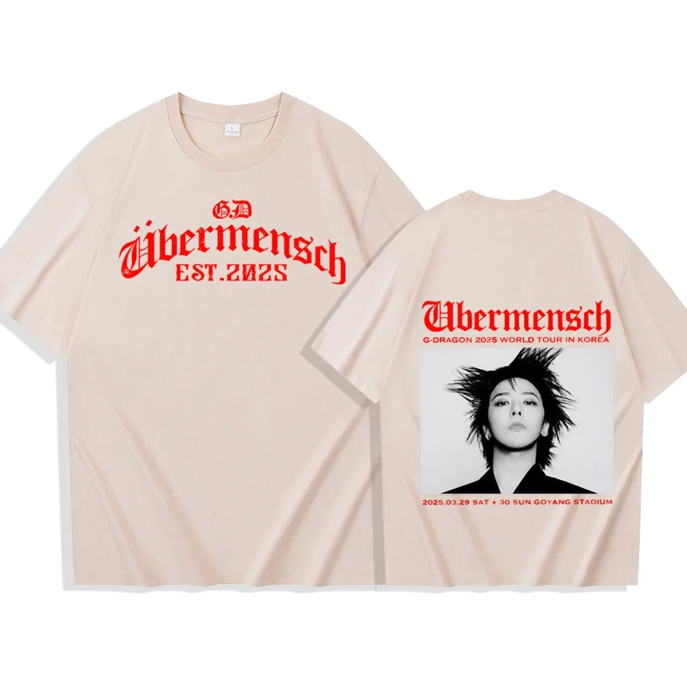 Gdragon-Ubermensch World Tour 2025 เสื้อยืดผู้หญิง Harajuku O-คอเสื้อลําลองฤดูร้อน