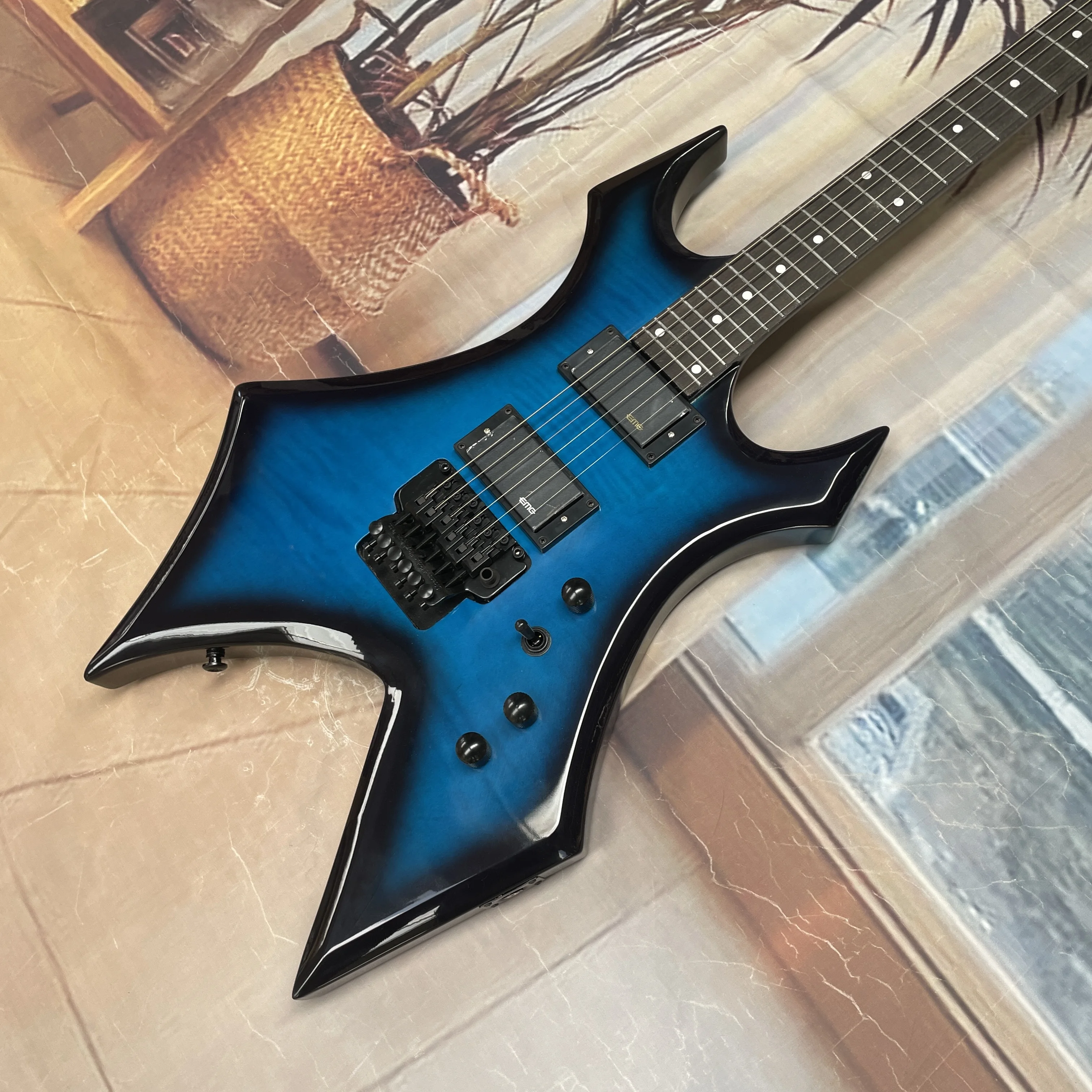 

6-string tiger pattern electric guitar, double locking system, rosewood fingerboard guitars,Professional performance guitarra