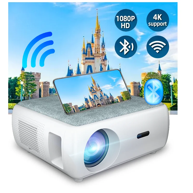 Salange P88 Android Projector 1080P Wifi BT 7000 Lumens High Brightness HD Led Portable Video Android Projector