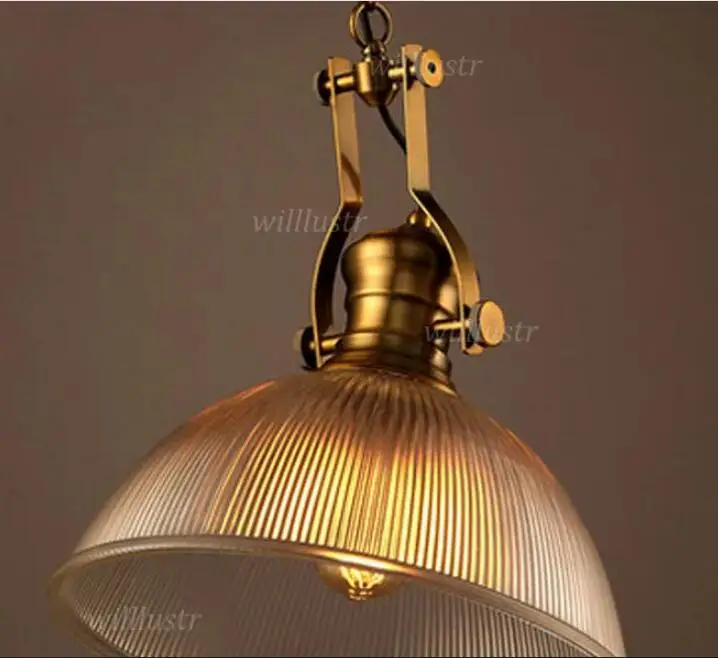 Retro Ribbed Glass Pendant Light Industrial Suspension Lamp Hotel Restaurant Lounge Office Bar Dinning Room Creative Lighting