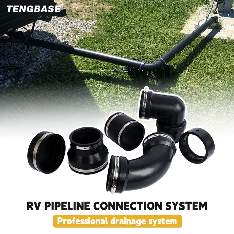 

Camp RV and Camper Sewer Waste Plumbing Connection System Kit with Slip Fit Coupling Adapter for 3inch PVC Pipe