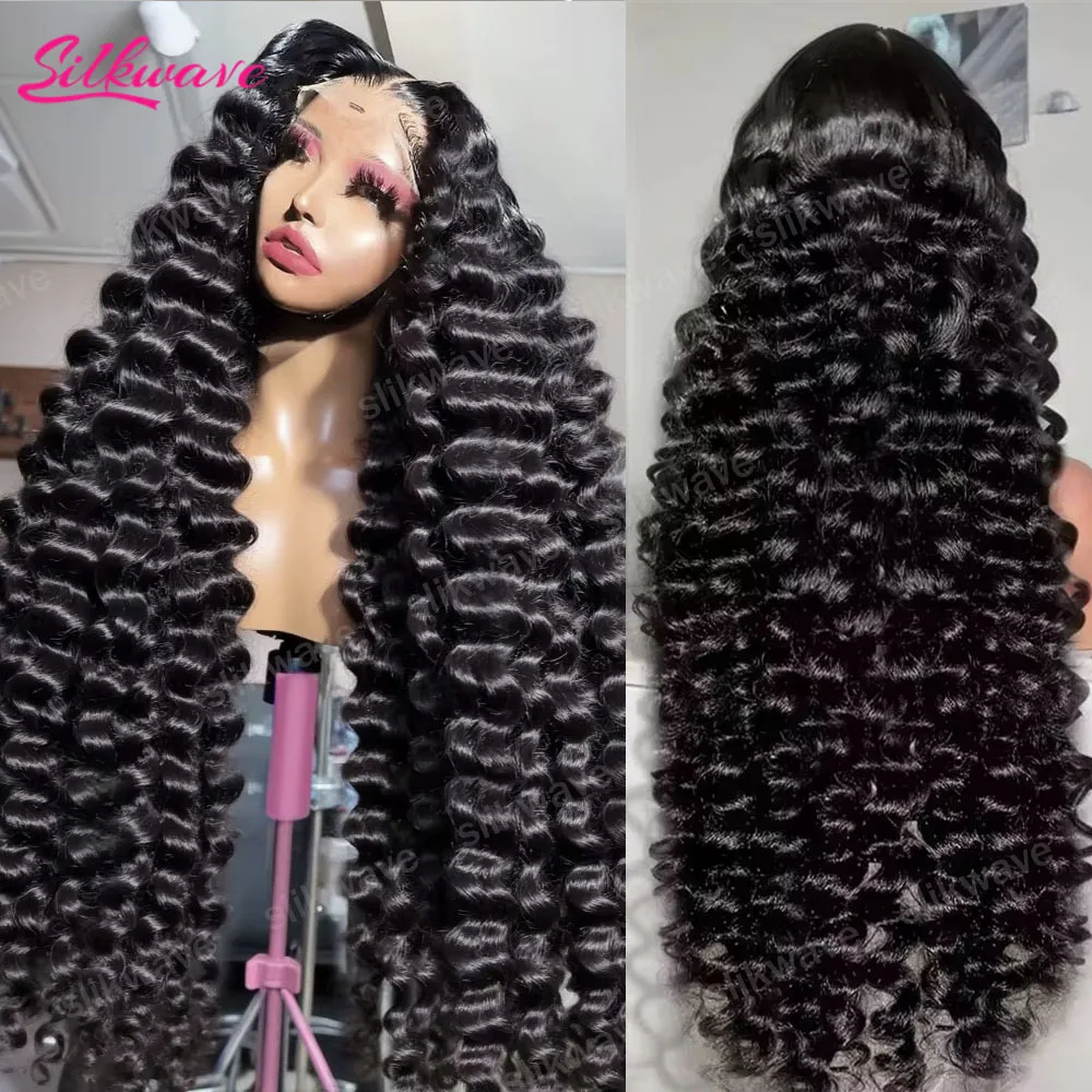 

Парик из натуральных волос с кудрями, плотность 200, свободные волны, 30-40 дюймов, 13x6 HD кружевной фронтальный парик из бразильских волос, глубокая волна, для женщин