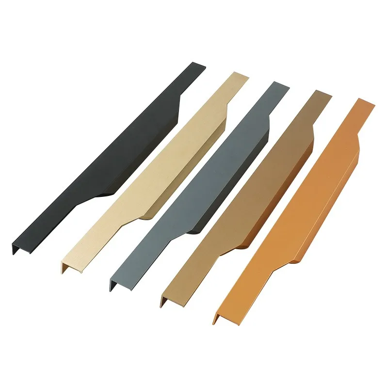 300mm-1000mm 5 Color Aluminum Alloy Hidden Thumb Handle No Slot Modern Luxury Invisible Pulls For Wardrobe Cabinet Drawer
