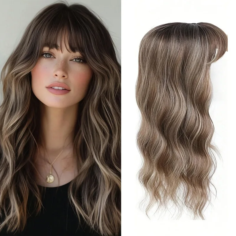 women-ombre-highlight-wavy-hair-topper-with-bangs-seamless-top-hairpiece-to-cover-gray-hair-natural-looking-daily-wear-for-women