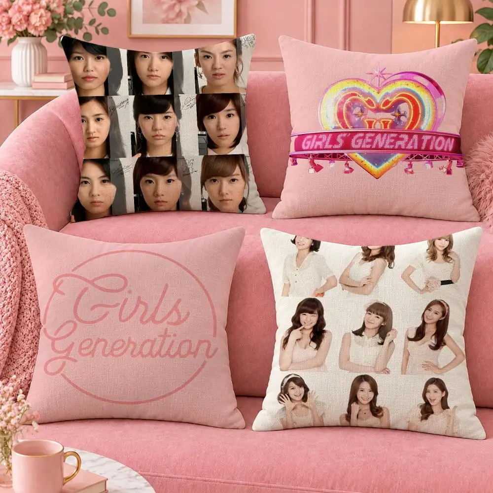 Group K-Pop Girls' Generation Cushion Cover Cute Cartoon Throw Pillow Cover Soft Plush Cushion Cover Sofa Bedroom Home Decor