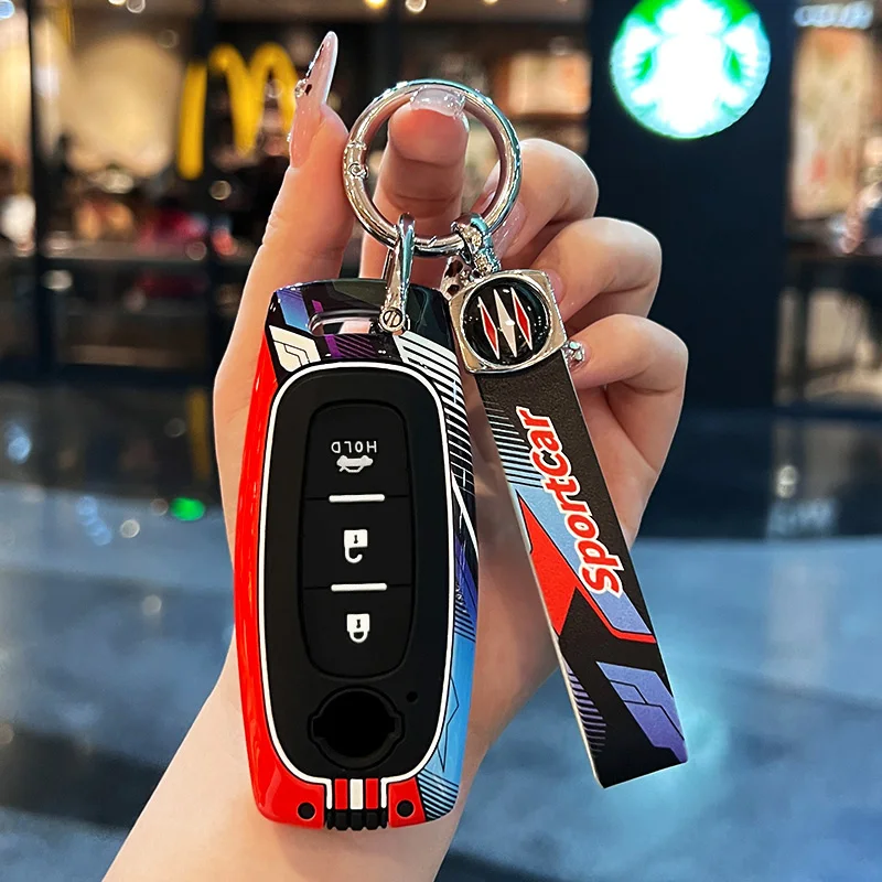 

Metal Car Key Cover Fob Case Shell for Nissan X-Trail T33 Serena Rouge Kicks Pathfinder Ariya Rogue Versa 2023 2024 Keychain
