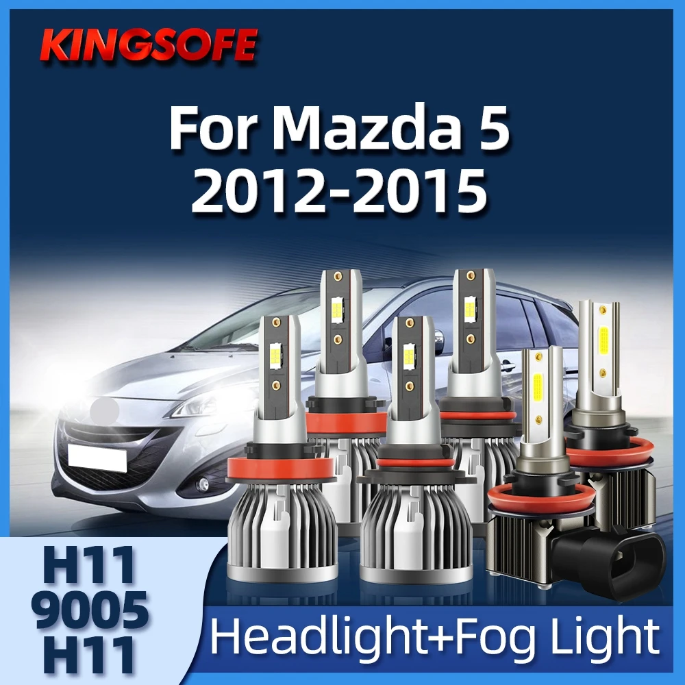 

KINGSOFE 2/6Pcs Car Lights 9005 LED 26000LM H11 3570 LED Lamp Auto Headlight Fog Bulbs 12V For Mazda 5 2012 2013 2014 2015