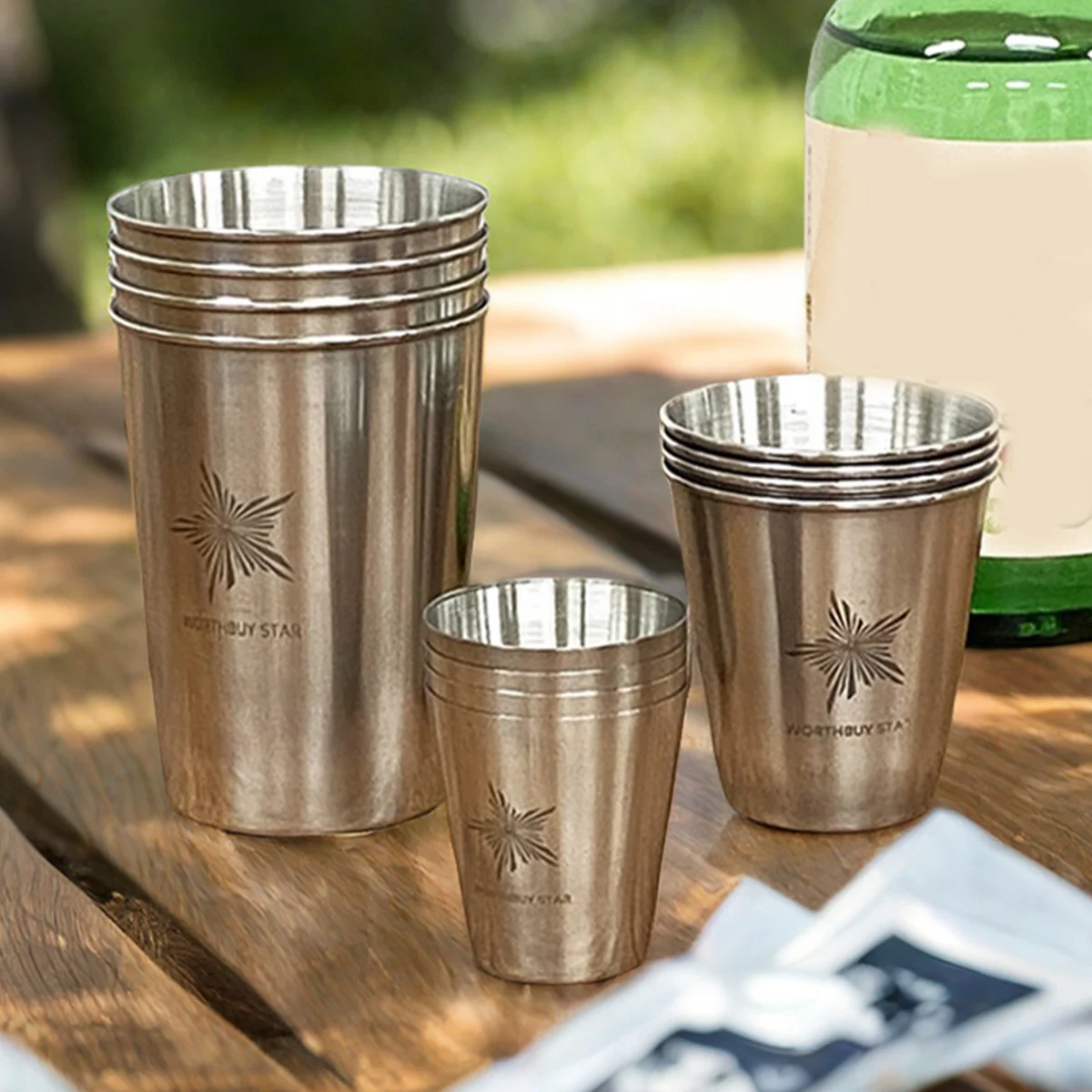 WORTHBUY Outdoor Praktische Reise Edelstahl Tassen Mit Tasche Tragbare Camping Tassen Whisky Wein Gläser Trinkwasser Becher – Detail 9