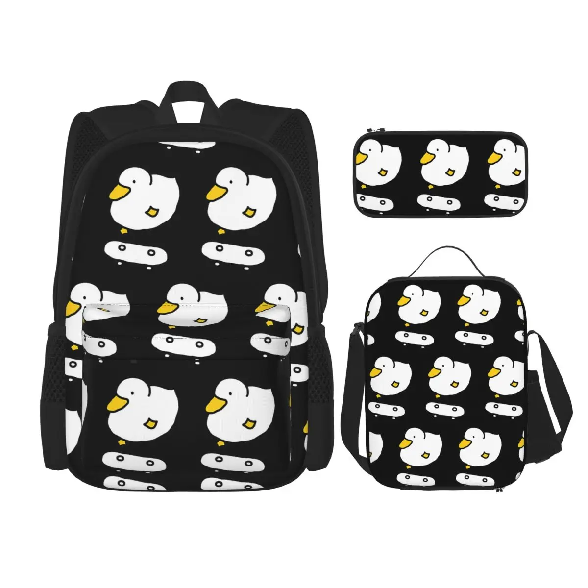 

Duck Backpacks Boys Girls Bookbag Children School Bags Kids Rucksack Lunch Bag Pen Bag Three-Piece Set
