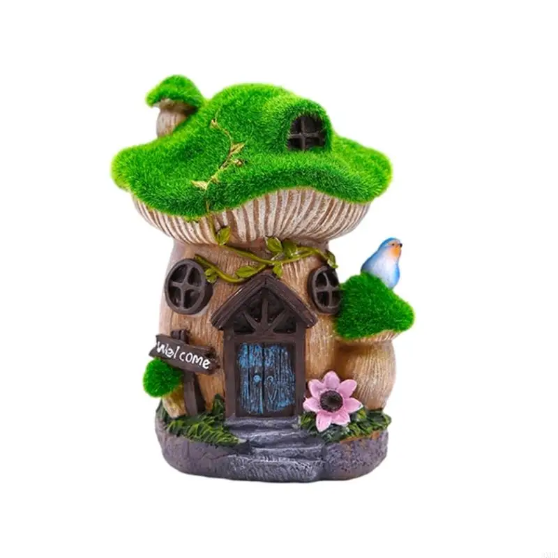 

Waterproof Resin Tree House Mushroom Solar Light for Garden Ornaments and Decorations