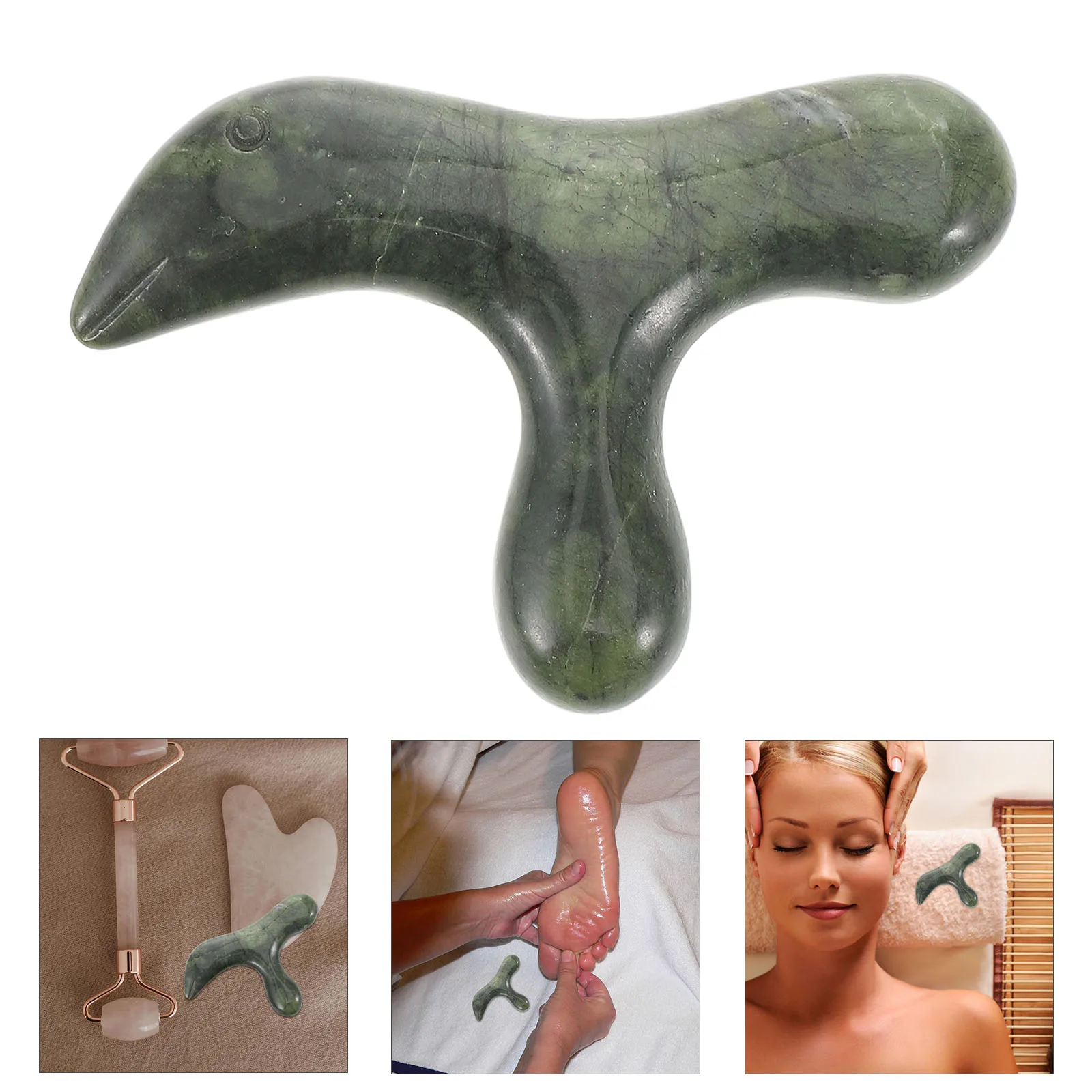 

Jade Massage Stick Foot Body Stone Acupoint Massager Tool Smooth Durable Traditional Shape Manual Acupuncture Stone Stick Foot