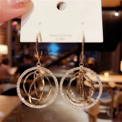 Exaggerated Big Crystal Hoop Earrings For Women Geometric Circle Shiny Rhinestone Earing Bride Wedding Party Temperament Jewelry