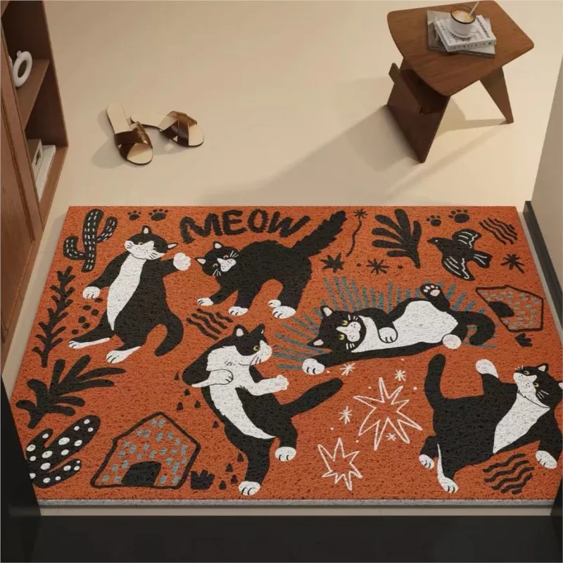 2026 Antique Style Retro Entrance Door Floor Mat Cartoon Animal Entrance Foyer Carpet Anti Slip Earth Rubbing Door Foot MatZI950