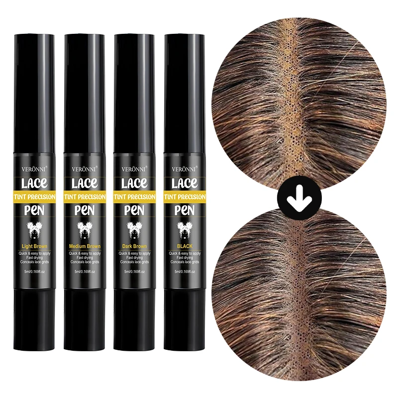 Lace Wig Tint Pen Natural Color Matching, Smooth Application, Portable, Suitable for Lace Front Wigs Hairline Edge Makeup Tool