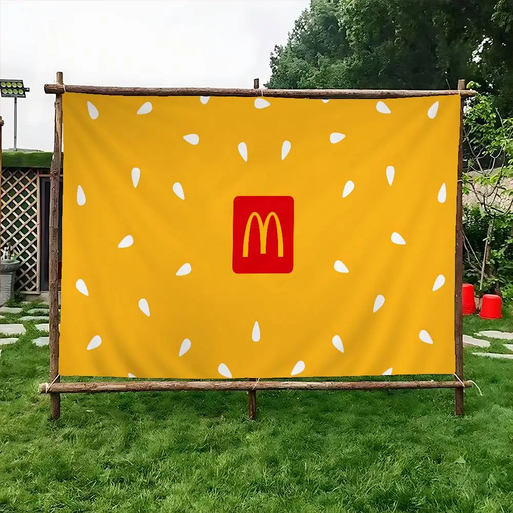 Bandera decorativa con logotipo de McDonald's, diseño de dibujos animados, ciencia ficción, decoración para el hogar, decoración de pared, pancarta decorativa para el hogar