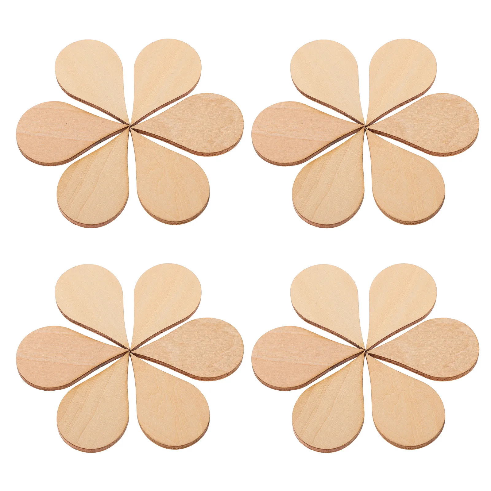 

50pcs Wood Teardrop Cutout Craft Ornaments Unfinished Natural Wooden Slices For Diy Earring Blanks Pendant Decor Christmas Craft