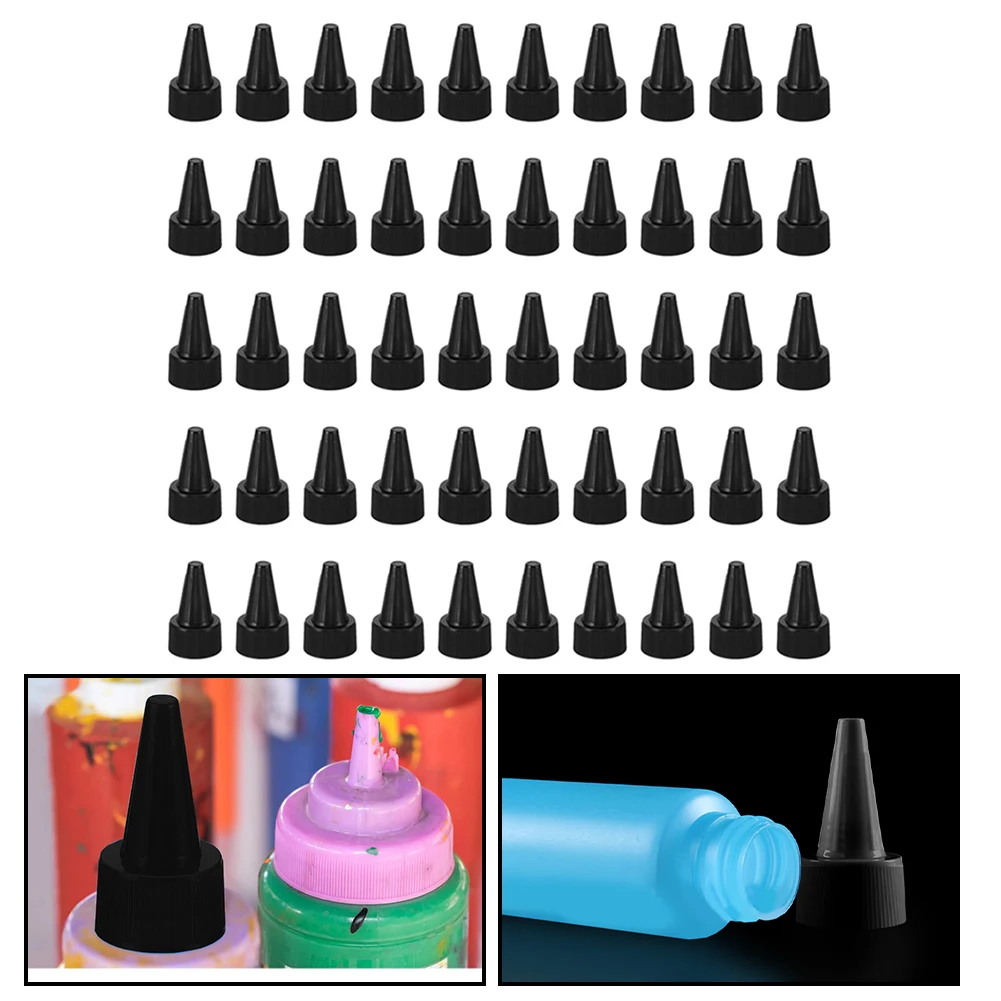 

50PCS Plastic Bottle Lid 28/410 Squeeze Bottle Cap Replacement Lids Black Kitchen Dining Bar 5.1*3.1*3.1cm