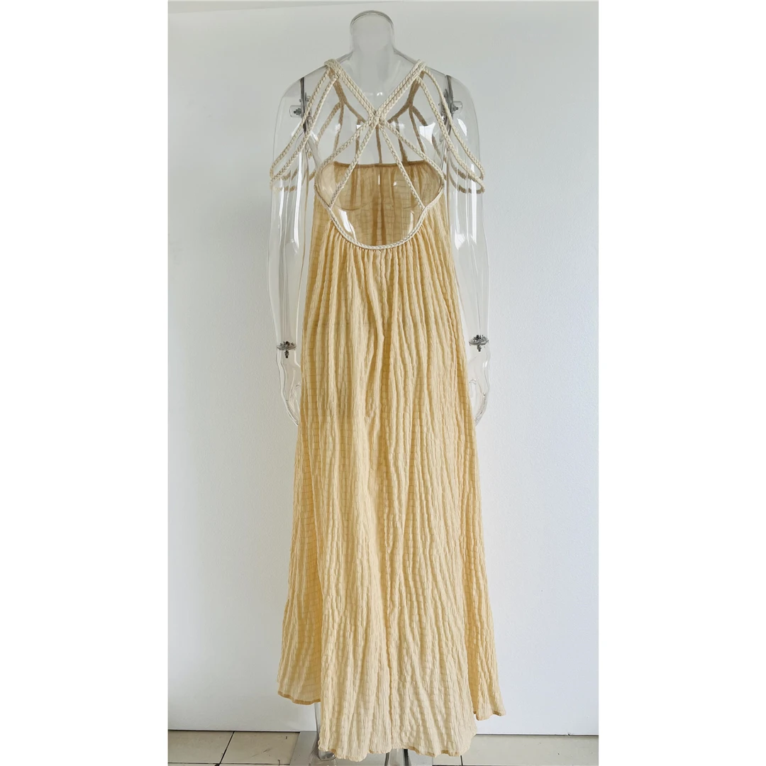 5 Farben, rückenfreies, ausgestelltes, gehäkeltes, gestricktes Tunika-Strandkleid, Strandkleid, Strandmode, Damen, V5429 – Detail 21