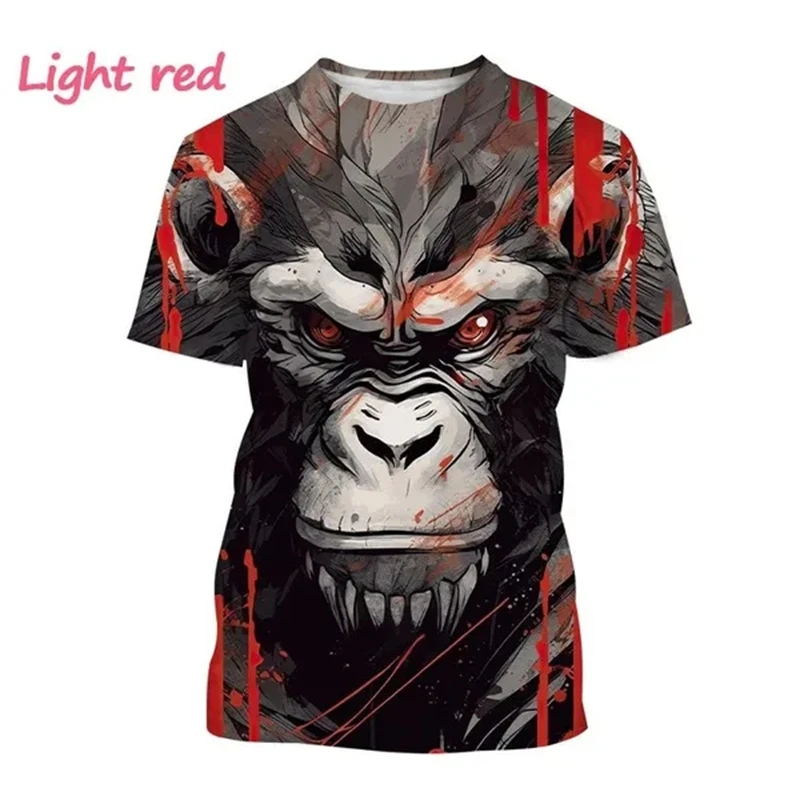 Gorilla 3D Printing T-Shirt Animal Chimpanzee Round Neck Short Sleeve King Kong Pattern Men Women Fashion Casual Top Tees Tshirt