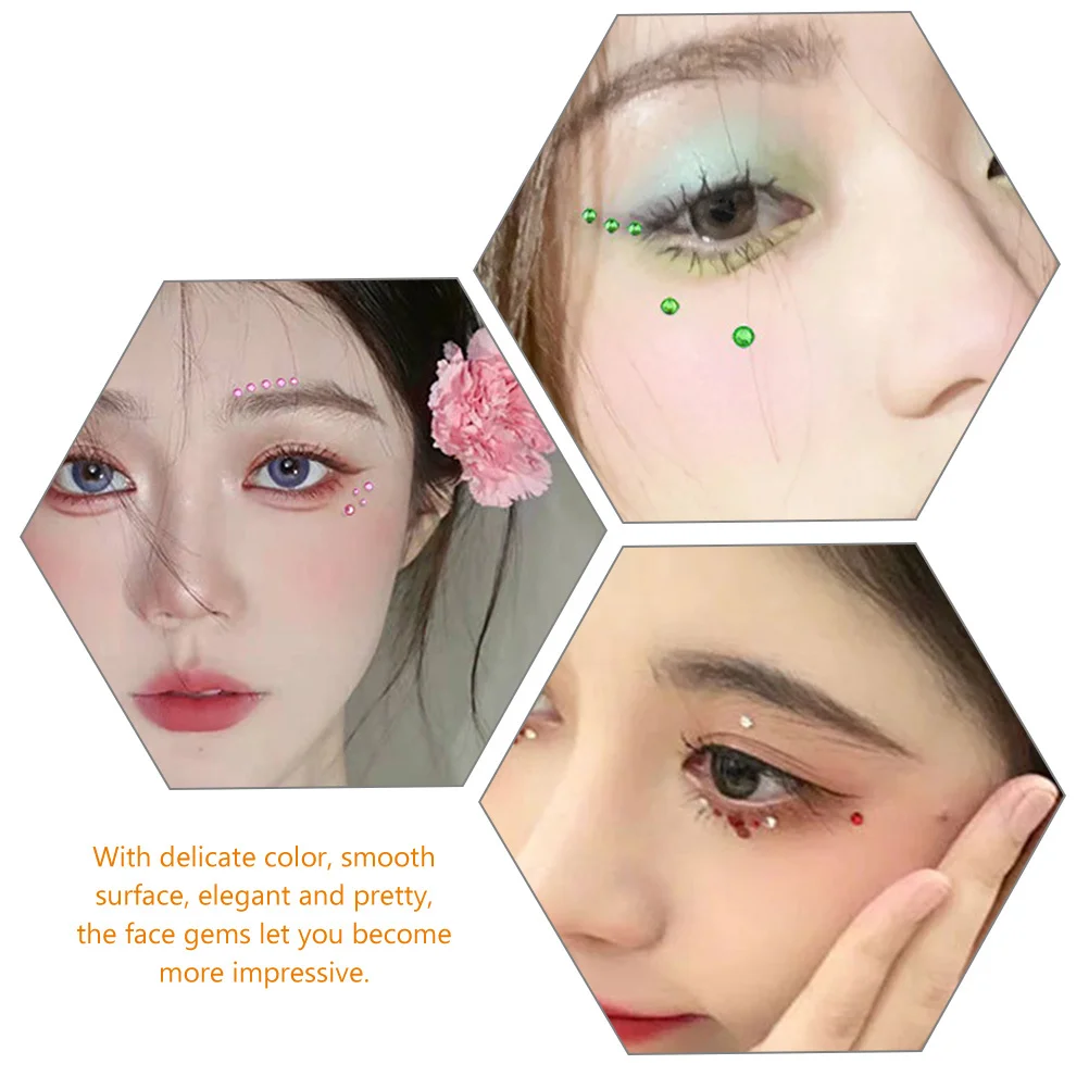 

6 Sheets Face Gems Self Adhesive Rhinestones for Makeup Stick on Decorative Craft Accessories for Party Prom Wedding