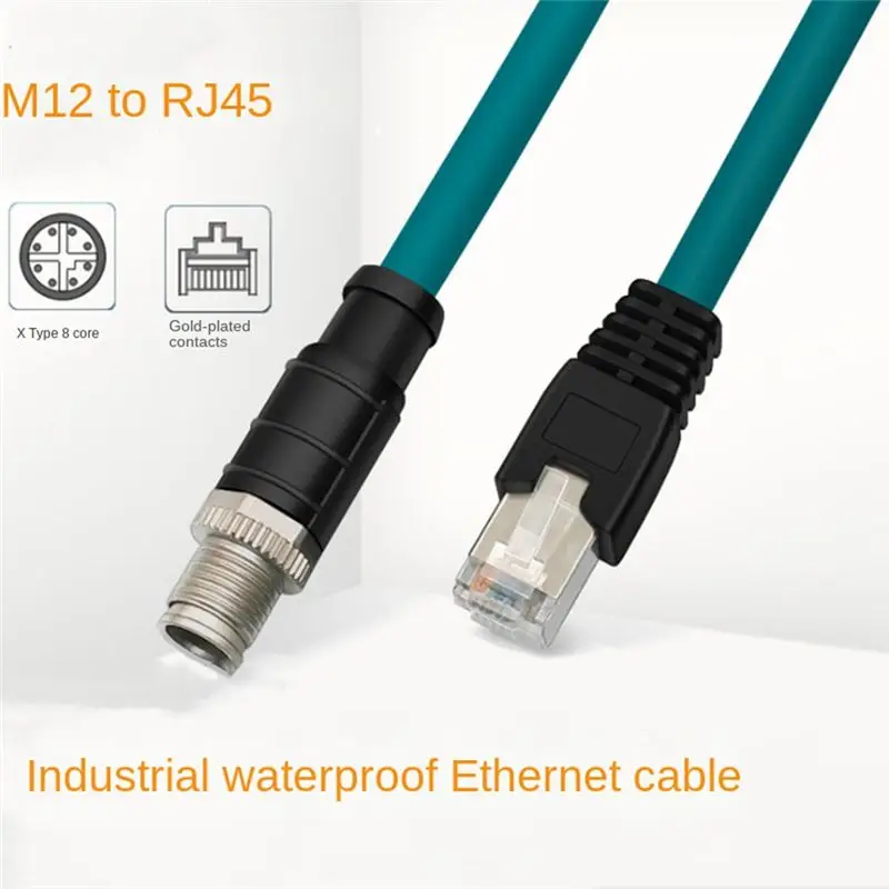 B24B X-Type 1 Meter Network Cable Connector 8Pin To RJ45 Male X Aviation Plug Industrial Camera Sensor Drag Chain Line