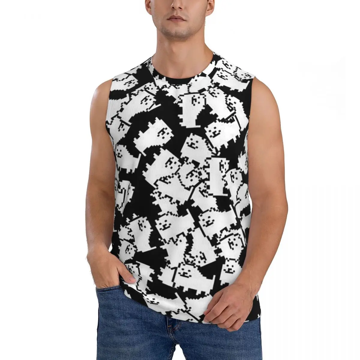 Undertale Annoying Dog Video Game Cute Men Sleeveless Tank Tops Quick Dry Breathable Gym Fitness Running Summer Sport Vest