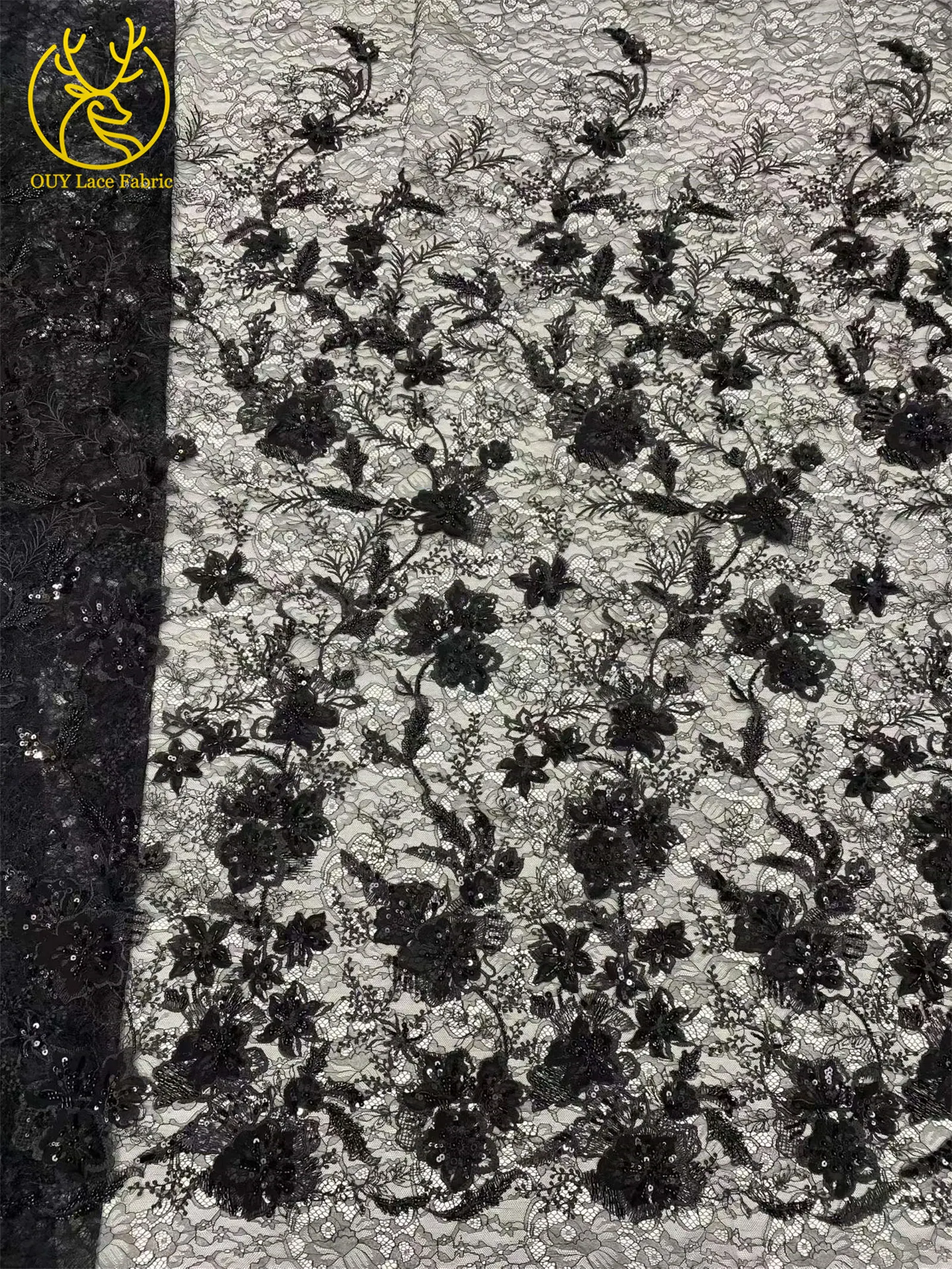 Neuer Stil Afrikanischer 3D-Stickerei-Perlen-Blumen-Spitzenstoff 2026 Französischer Pailletten-Spitzenstoff zum Nähen von Brautkleidern und Partykleidern – Detail 15