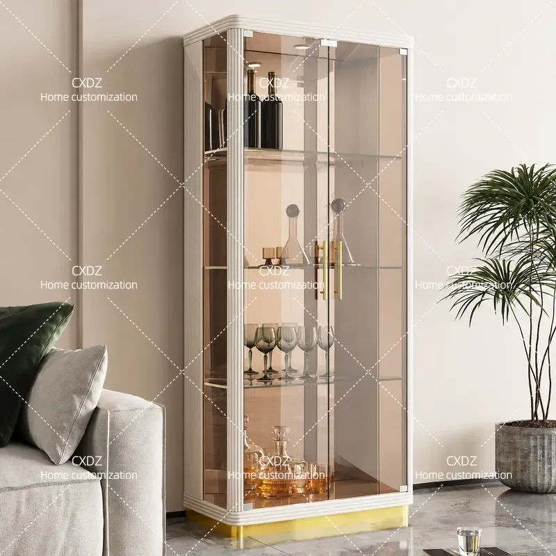 Luxury Living Room Wall Mounted Wine Cabinet Glass Display Storage Locker Vertical Household Small Wine Rack Organizer