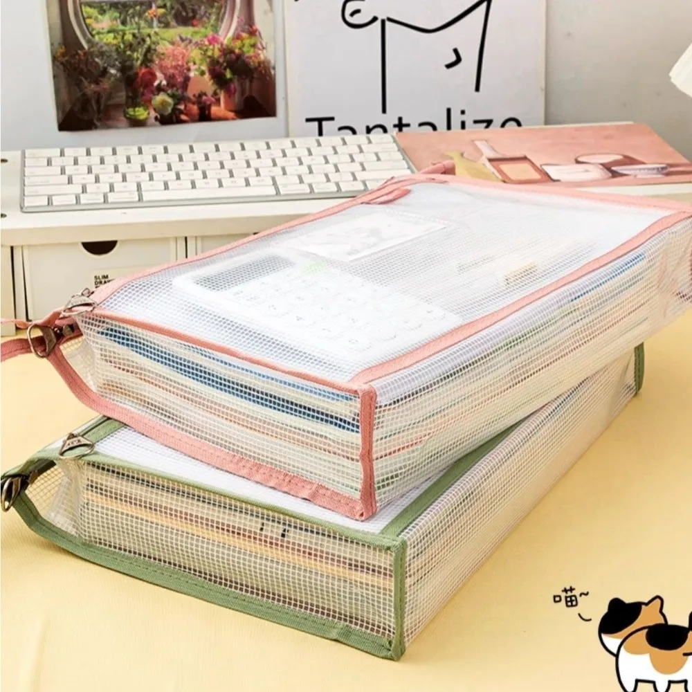 New EVA Paper File Bag Transparent Zipper Closure File Storage Bag Waterproof Large Capacity Student Tote Bag Student Use