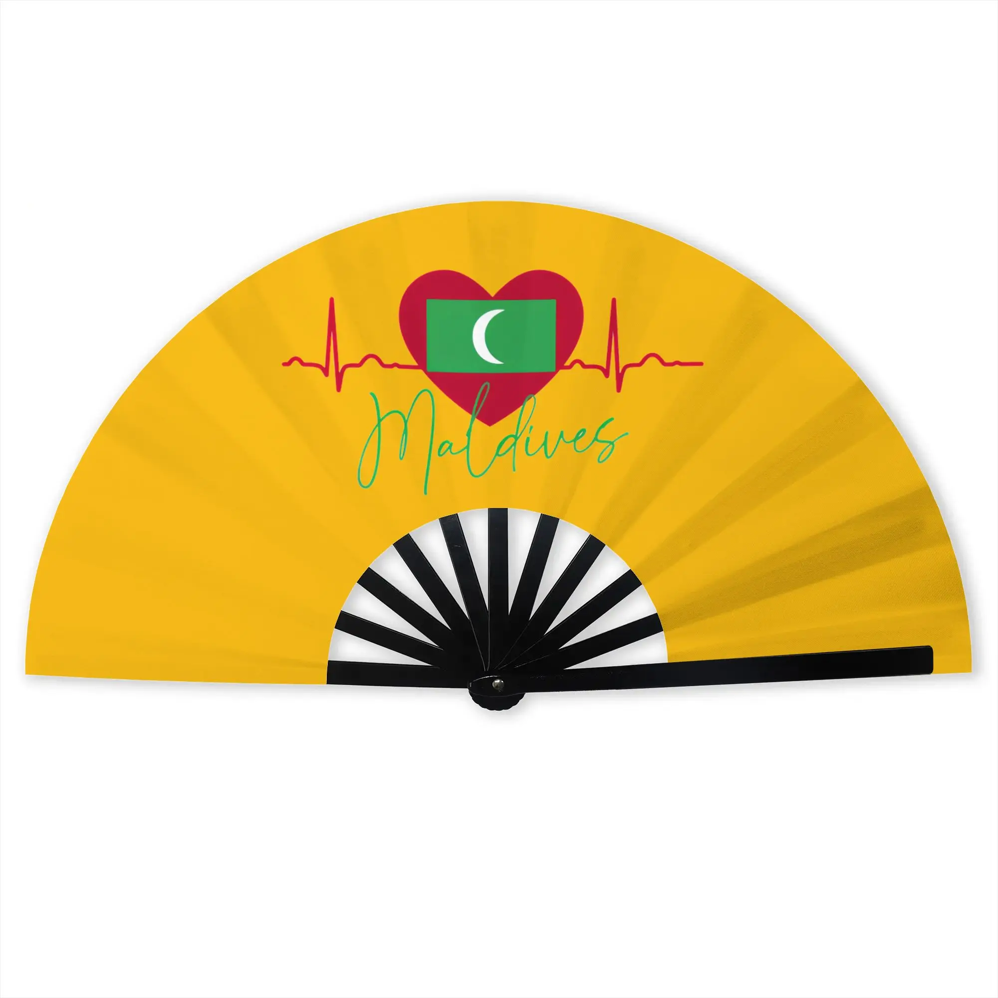 Patriotic Flag Of The Maldives  Stylish Hand Fan  Men  Printed Polyester Fan Vintage For Dancing Gift