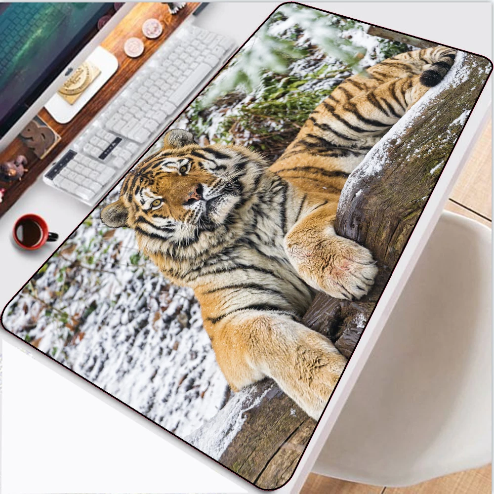 Animal Tiger Large Gaming Mouse Pad LGaming Mousepad Laptop Keyboard Pad Desktop Mat CSGO Lol Gamer Mouse Pads Home Office Setup