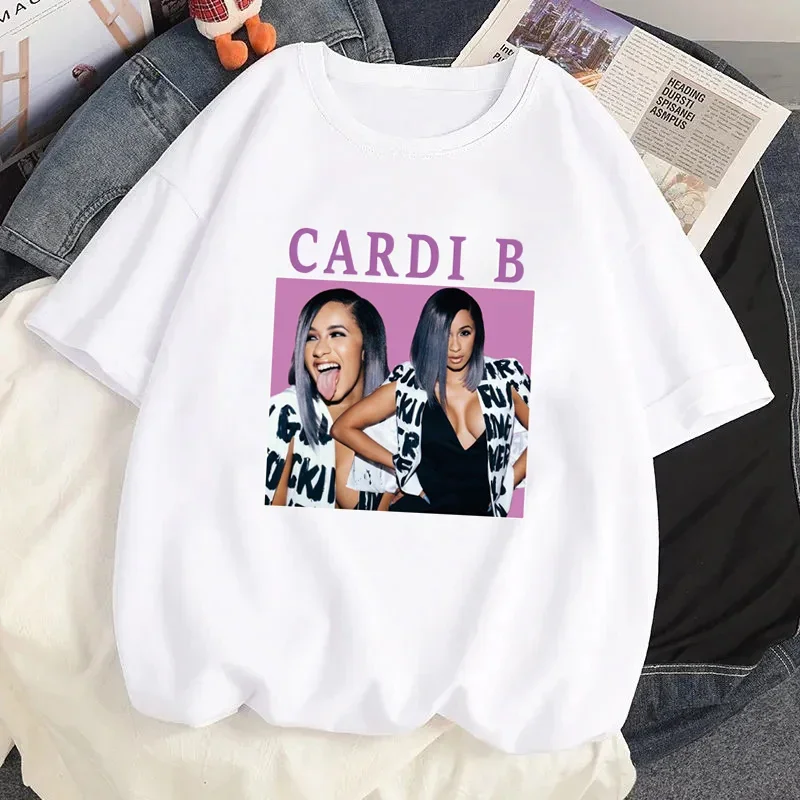 Cardi B مغني الراب Y2k ملابس النساء الأبجدية تي شيرت المشجعين هدية الشارع الشهير Harajuku القوطي التي شيرت بلايز موضة الرجال قصيرة الأكمام تيز