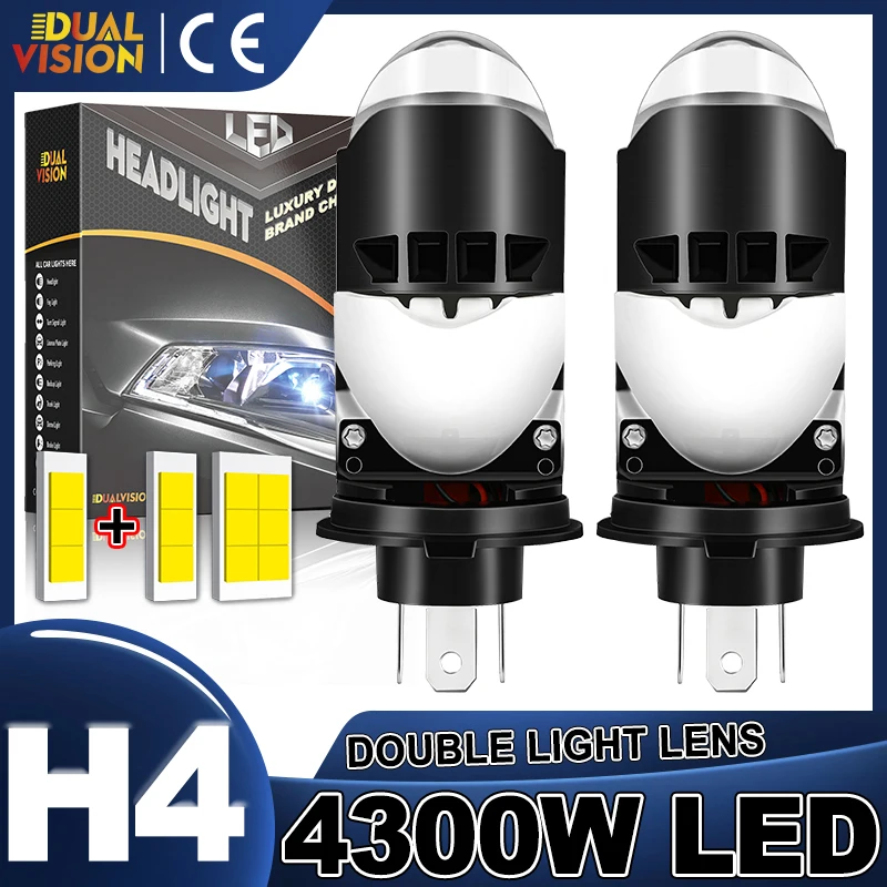 

Проектор Dualvision H4 Линза Светодиодные автомобильные фары Лампы CANBUS EMC LHD RHD H4 Противотуманные фары дальнего ближнего света Plug and Play Lights 12V 24V