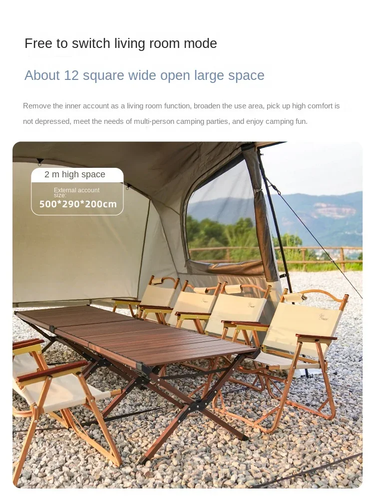 Luxury 3-5 Person Open Air Shelter, Tunnel Tent With Vestibule Waterproof, 2 Divided Rooms Camping Tent Hiking Mountaineering