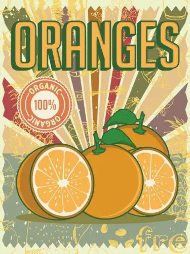 Oranges Vintage Retro Metal Sign