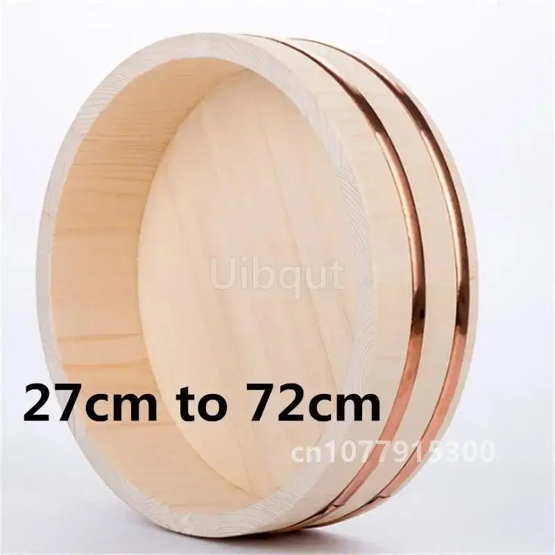 Korean food Japanese style copper edge basin big bowl bucket Cuisine Bibimbap sashimi sushi wooden barrel mixing rice wood spoon