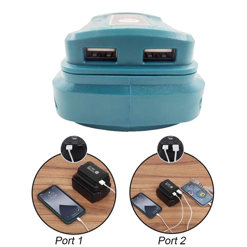 Para Makita 18V BL1840 BL1850 con adaptador de batería de iones de litio de carga rápida USB Dual fuente de alimentación portátil luz LED