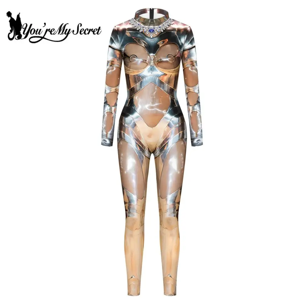 [Du bist mein Geheimnis] Erwachsene Frauen mechanische Roboter Overall Steampunk Technologie Zentai Bodys Cosplay Karneval Thema Party