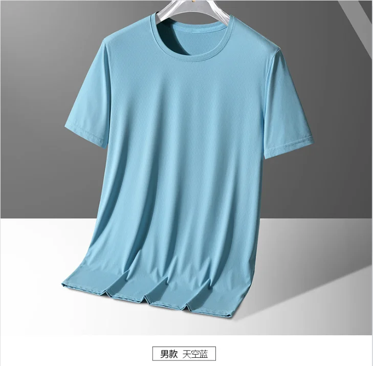 New Men'S Versatile Ice Silk Quick Drying Short Sleeved Round Neck Summer Casual Sports T-Shirt