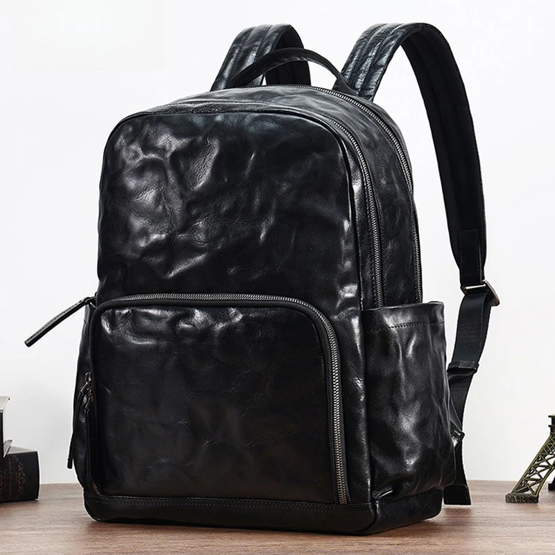 15インチ通勤ハイエンドレザービジネスコンピュータバックパック