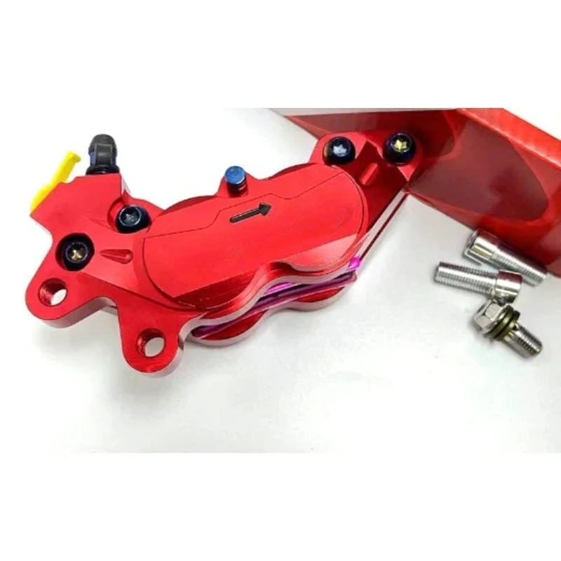 4‑Piston Hydraulic Disc Brake Caliper, E‑Bike Brake Caliper Assembly Heat‑Resistant Metal Cycling Accessory for Electric Bicycle