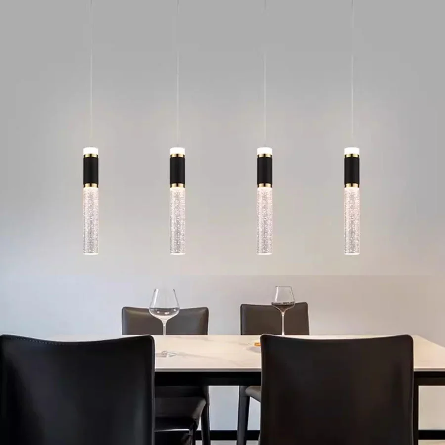 Imagem -03 - Nordic Crystal Led Pendant Lamp Mesa de Jantar Moderna Bolha k9 Crystal Teto Pendant Light Suspensão do Tubo Longo do Cilindro 1pc