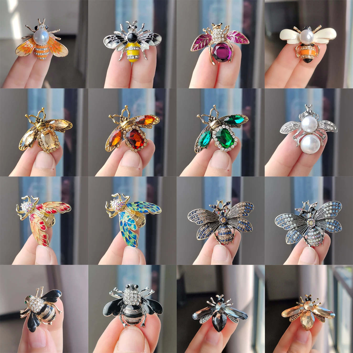 

Cross border popular high-end crystal honey brooch, female niche, high-end feel brooch, DIY insect