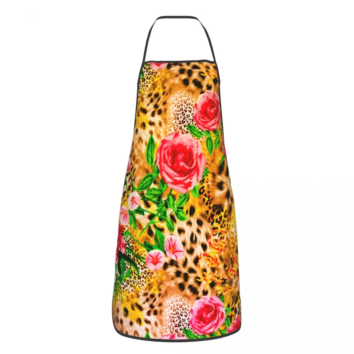 Custom Unisex Flowers With Leopard Print Kitchen Chef Cooking Baking Apron Men Women Tablier Cuisine for Gardening