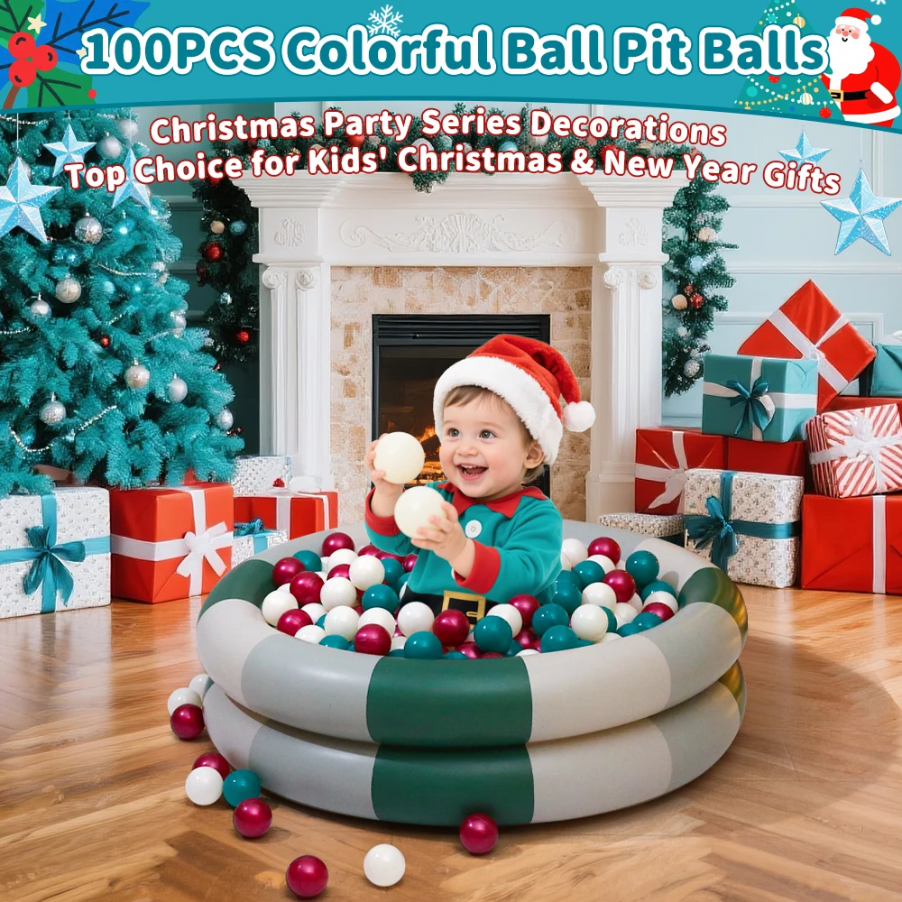 5.5 Cm 100 Stuks Plastic Pe Bal Pit Bal Crush Proof Met Netto Zak Voor Kinderen Mix Kleuren Kerst thema Party Decoraties Speelgoed