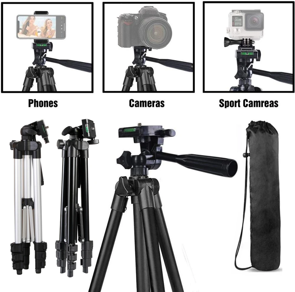 三脚と携帯電話ホルダー付きのledライトリング,写真撮影,youtubeビデオ用