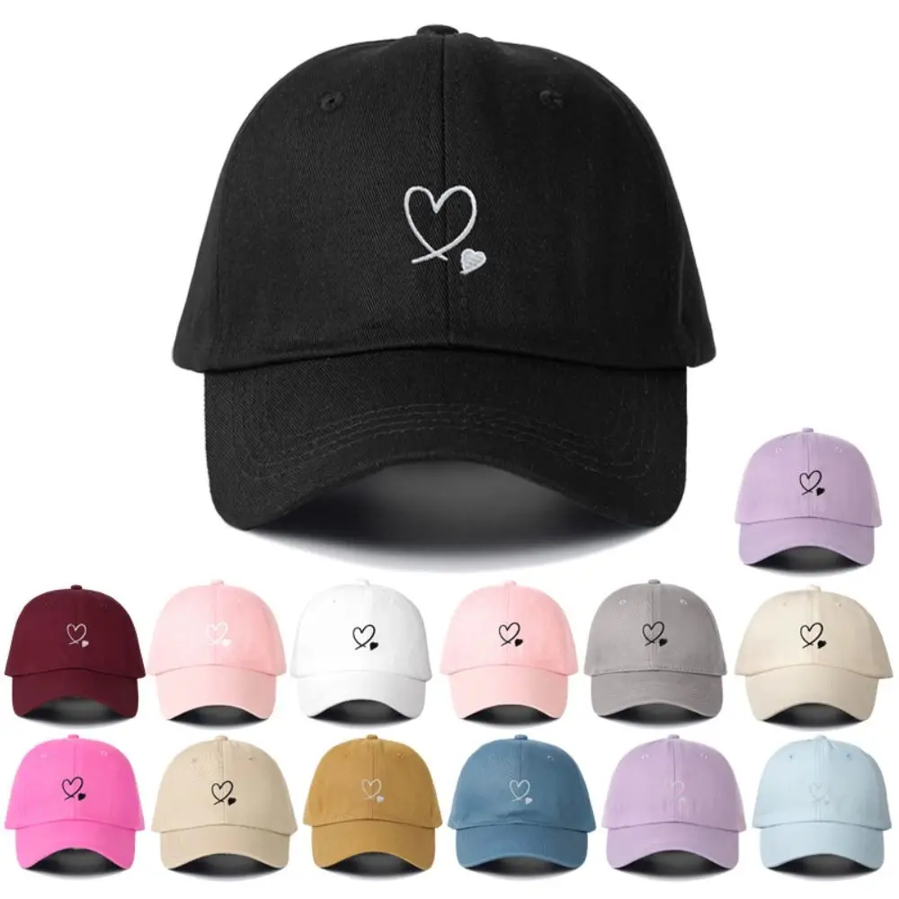 

Fashion Heart Embroidered Baseball Cap UV Protection Breathable Hip Hop Hat Simple Casual Peaked Cap Outdoor