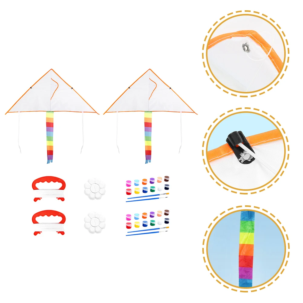 

2 Sets Kids Toys Painting Kite Material Bag DIY Kites Children Graffiti Coloring Blank