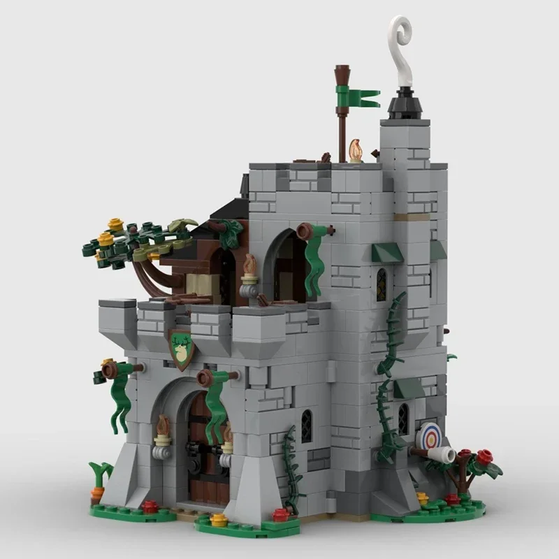 Modelo de Castillo militar Medieval, Moc, bloques de construcción, tecnología de poste forestal, bloques modulares, regalo de Navidad, juegos de bricolaje, ensamblaje