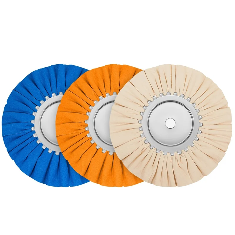 

AS94-6Pcs 8Inch Airway Buffing Wheel Aluminum Wheel Polishing Kit Safe Flange In Diameter 5/8 Inch Arbor For Angle Grinder